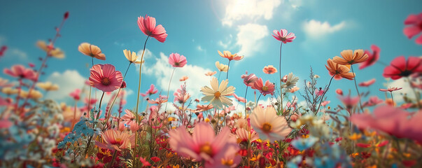 Obraz na płótnie Canvas Decorative floral background to celebrate spring. Web concept, banner, wallpaper, blog...