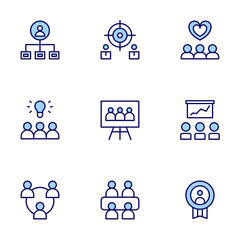 Teamwork icon set. Duo tone icon collection. Editable stroke. Vector illustration. teamwork, work, graphic, idea, meeting, goal, structure, team.