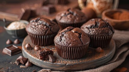 Homemade chocolate muffins offer a taste of comfort and warmth.