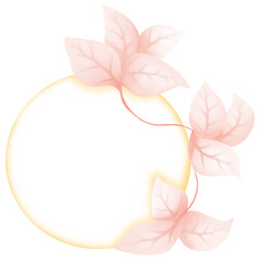 Naklejka premium The round frame has red leaves decorated around it.