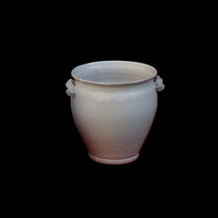 Isolated antique ceramic vase on black background