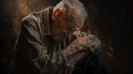 An elderly man struggles with the trials of old age.