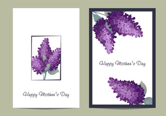 Holiday cards. Happy mothers day. Spring floral vector illustration, lilac flowers, luxury flower background, international women day concept flyer, modern party design	