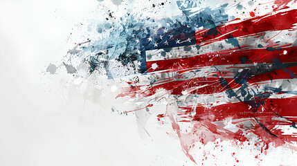 Copy Space American flag on white background, Memorial Day Generative AI - obrazy, fototapety, plakaty