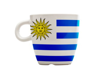 Elegant tea or cafe flagged mug isolated.