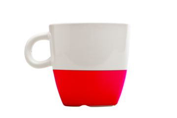 Elegant tea or cafe flagged mug isolated.