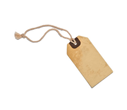 Textured blank tag tied with brown string