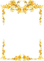 Vintage yellow gold monogram frame. Watercolor illustration - 758698413