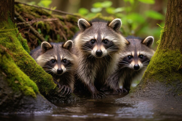 Obraz premium raccoon in the woods.