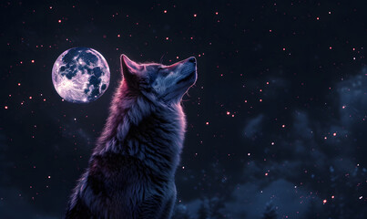 A lone wolf howling at the moon, Generative AI - obrazy, fototapety, plakaty