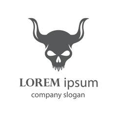 spooky human head skull logo design