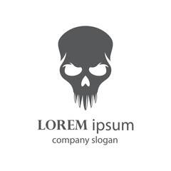 spooky human head skull logo design