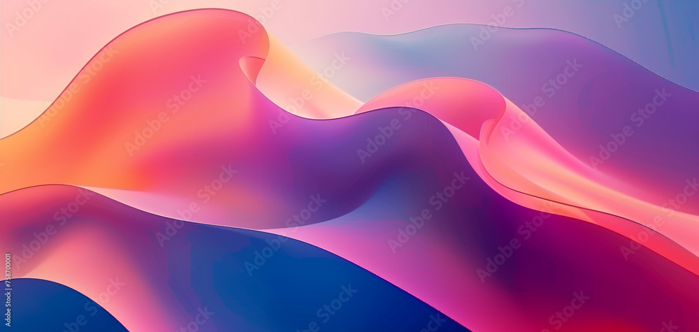 Poster abstract flowing background with pink and purple curves in a colorful design