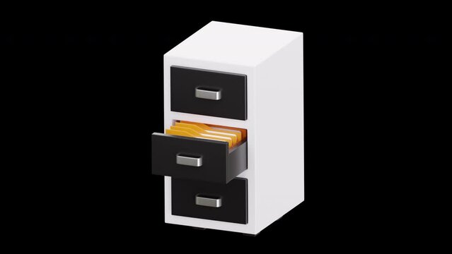 3D Animation of Search for Documents in a Filing Cabinet | Alpha Channel