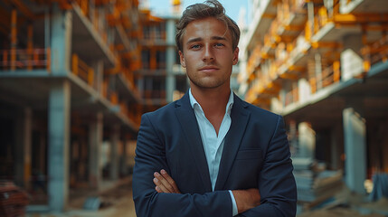 Portrait of a business man at a construction site