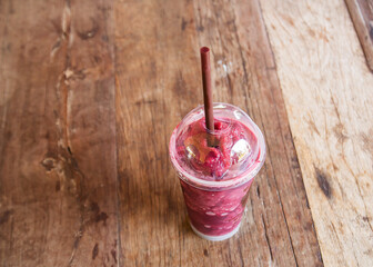 Selective focus at blueberry smoothie