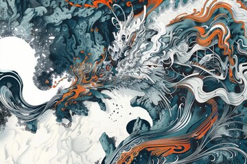 Digital artwork exploring the concept of chaos and order through intricate line drawings and layered textures