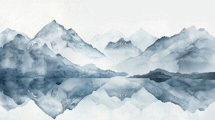Mountain water color light gray background ..
