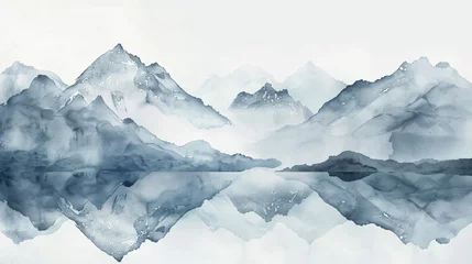 Crédence de cuisine en verre imprimé Alpes Mountain water color light gray background ..