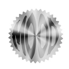 Silver metal sticker as seal, star icon for badges, labels, and tags. Flat vector illustration isolated on white background.