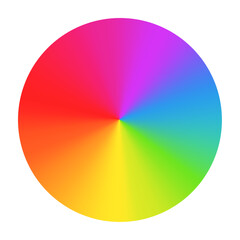 Radial rainbow gradient circular swirl, color spectrum in a vibrant wheel, RGB gradation. Flat vector illustration isolated on white background. © Viktoria