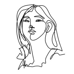 Continuous hand drawing style art. Abstract composition with people portraits. Artistic pattern. Contemporary one line art design