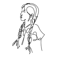 hand drawn one line art illustration woman face continuous line drawing