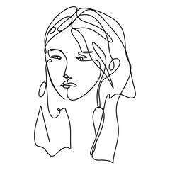 Continuous hand drawing style art. Abstract composition with people portraits. Artistic pattern. Contemporary one line art design