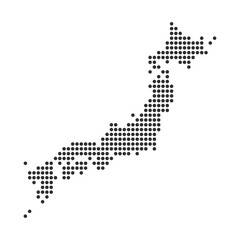 黒い円で作ったシンプルな日本地図 - 日本列島のシルエットのマップ