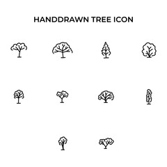 Collection of Handdrawn tree icon, simple doodle icon