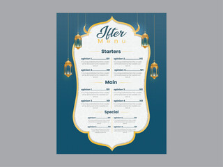  Iftar menu design template for ramadan kareem event  .