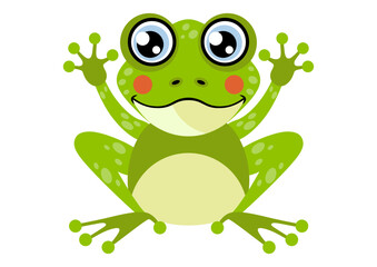 Cute happy frog isolated on white