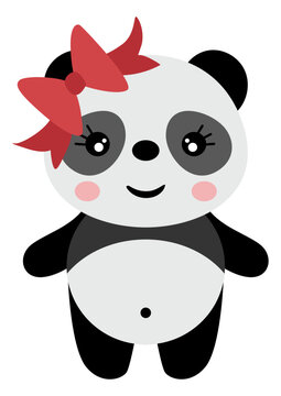 Cute panda girl with bow