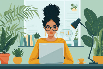 Close up of female entrepreneur using computer
