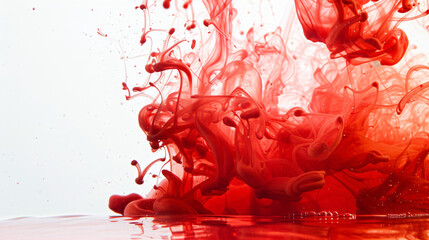 Red Paint Splash in water Design with Grunge Texture and Watercolor Effect