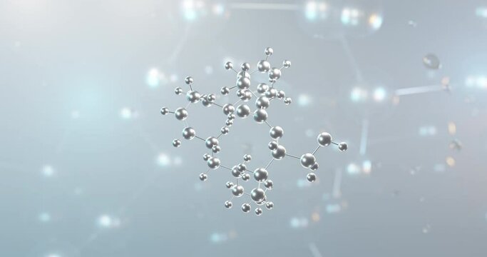 2-Arachidonoylglycerol rotating 3d molecule, molecular structure of endocannabinoid, seamless video