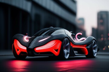 Black and red sports car modern car and stylish new car photo