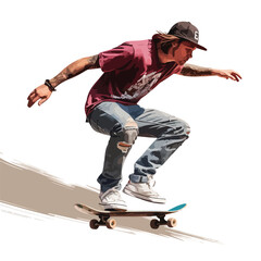 Skateboarder performing tricks at a skatepark. Clipar
