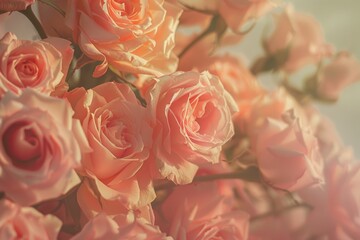 Sweet Celebration: Textured Light Pink Roses in Artistic Blur Style for Gift or Background - Beige Blossom