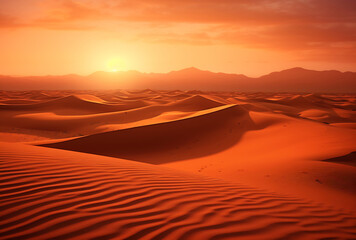 Fototapeta na wymiar Sun setting over sand dunes