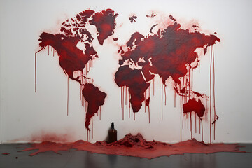 Bleeding Borders - Red Splatter World Map