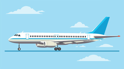 Airplane on a blue background side view