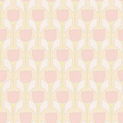 tulips retro wallpaper / vintage pink flowers background /seamless pattern