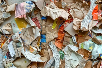 Waste Not, Want Not: An Abstract Background of Recyclable Paper Wastes in a Recycling Bin for Conservation and Biodegradable Cardbox