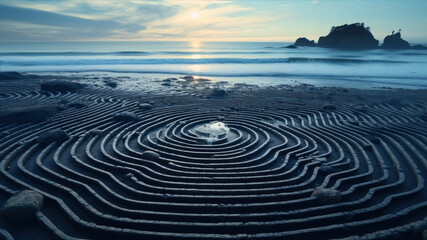Fototapeta na wymiar Spiral of sand in the morning at the beach