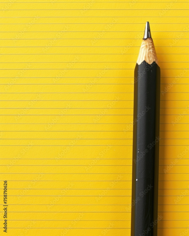 Poster yellow notepad with memo and document on the background. write your list and study easily with this 