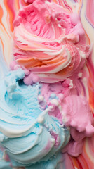 Close up of multicolored ice cream texture as a background.