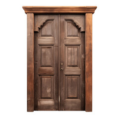 Vintage Wooden Double Doors with Carved Design Details