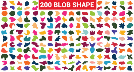 Color blob shapes. Abstract amorphous liquid forms, random organic masks and versatile vector background elements set. Irregular smooth colorful paint spots and blots isolated on whitee
