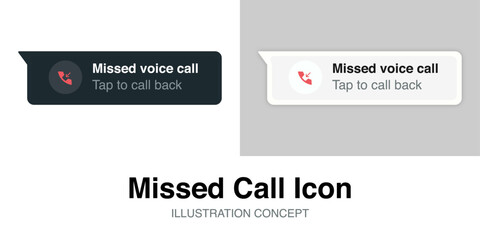Missed call icon for web,ui and mobile. Vector Illustration concept.